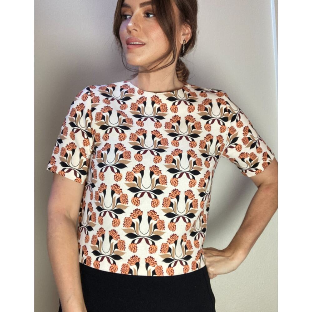 Zara Woman Short Sleeve Top ~ Bold Designer-Look Print ~ Sz M ~ AMAZING! - Picture 1 of 5